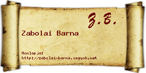 Zabolai Barna névjegykártya