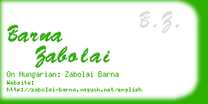 barna zabolai business card